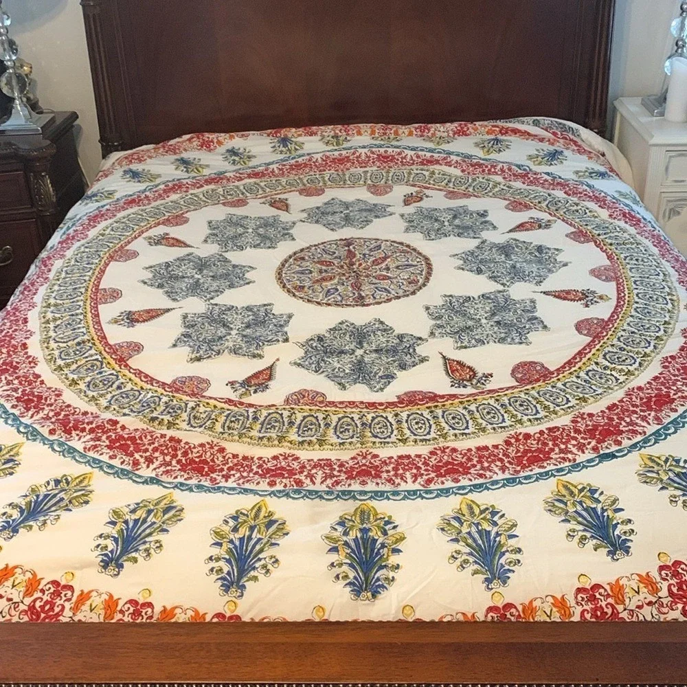 D Studio king  Bedding comforter medallion floral white bohemian cotton‎